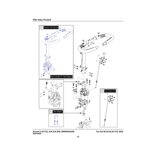 Pride Mobility MEC2205072 tiller adapter parts diagram