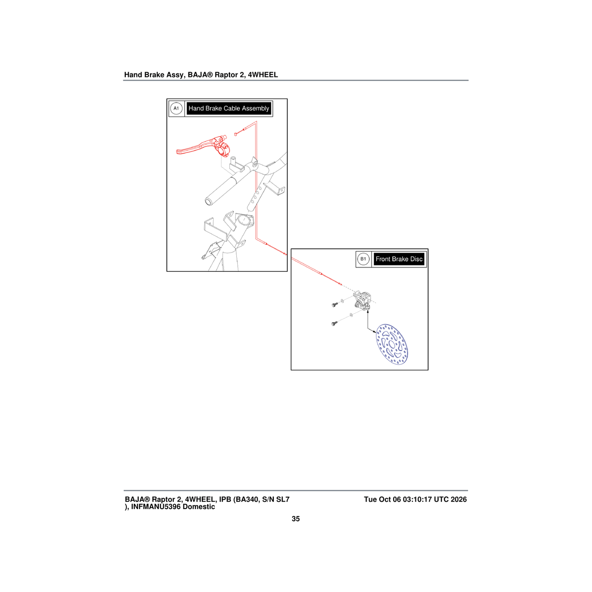 Pride Mobility MEC2205114 disc break cable assembly with lever left side 40011-xl1-000 parts diagram