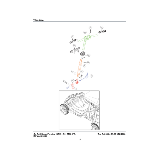 Pride Mobility MEC2302289 tiller lock position block parts diagram