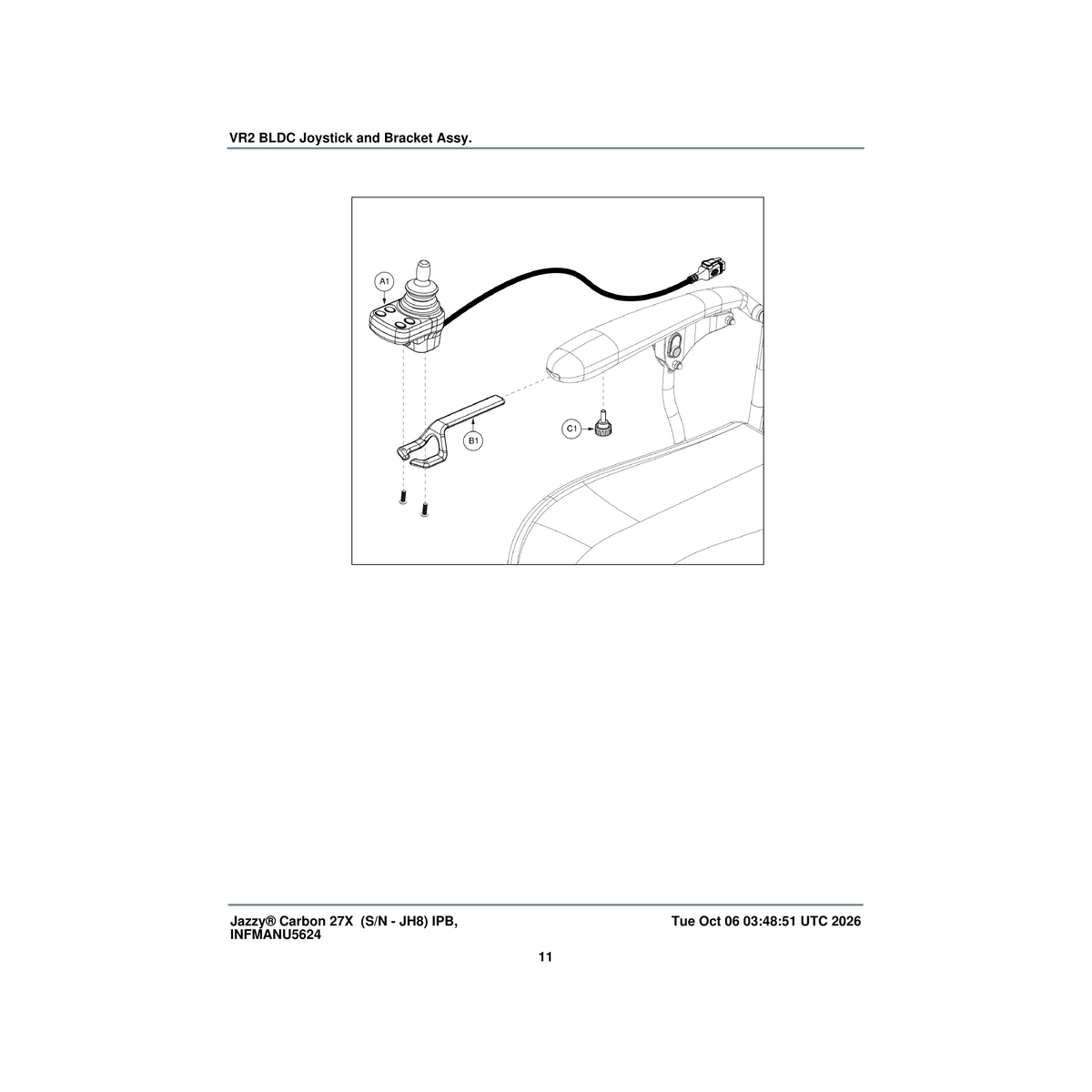 Pride Mobility MEC2304507 thumb screw m6x1 joystick lock parts diagram