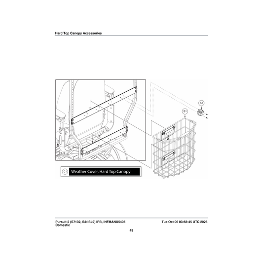 Pride Mobility MEC2400610 front basket jumbo with canopy mounting brackets parts diagram