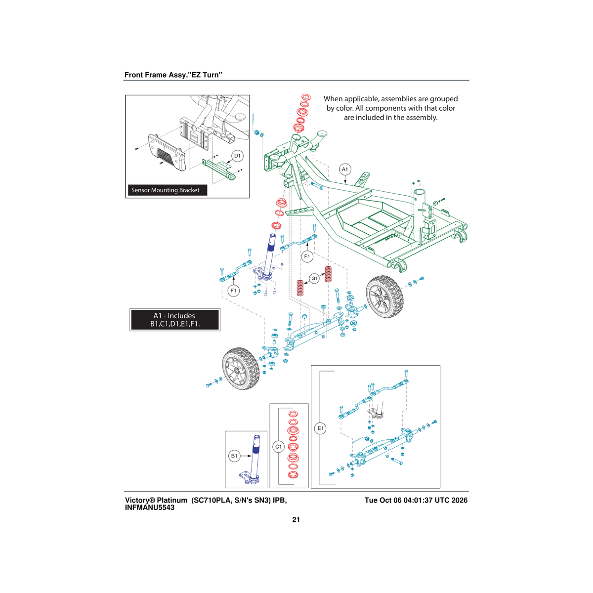 Pride Mobility MEC2403611 steering stem frame assembly 4 wheel va victory ez turn parts diagram