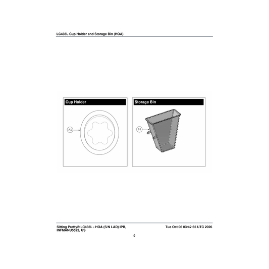 Pride Mobility MEC2404385 storage bin parts diagram