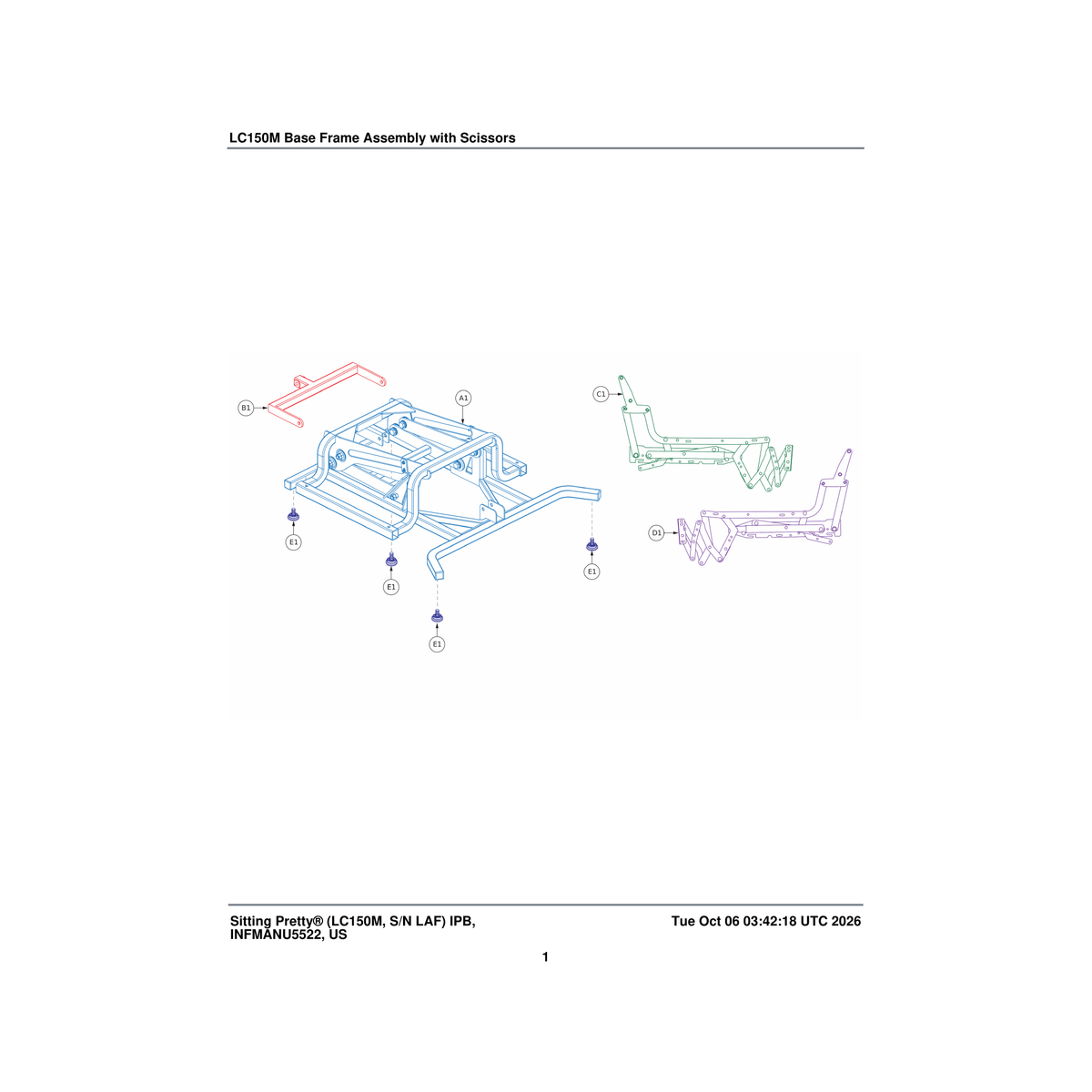 Pride Mobility MEC2404764 t-bar parts diagram