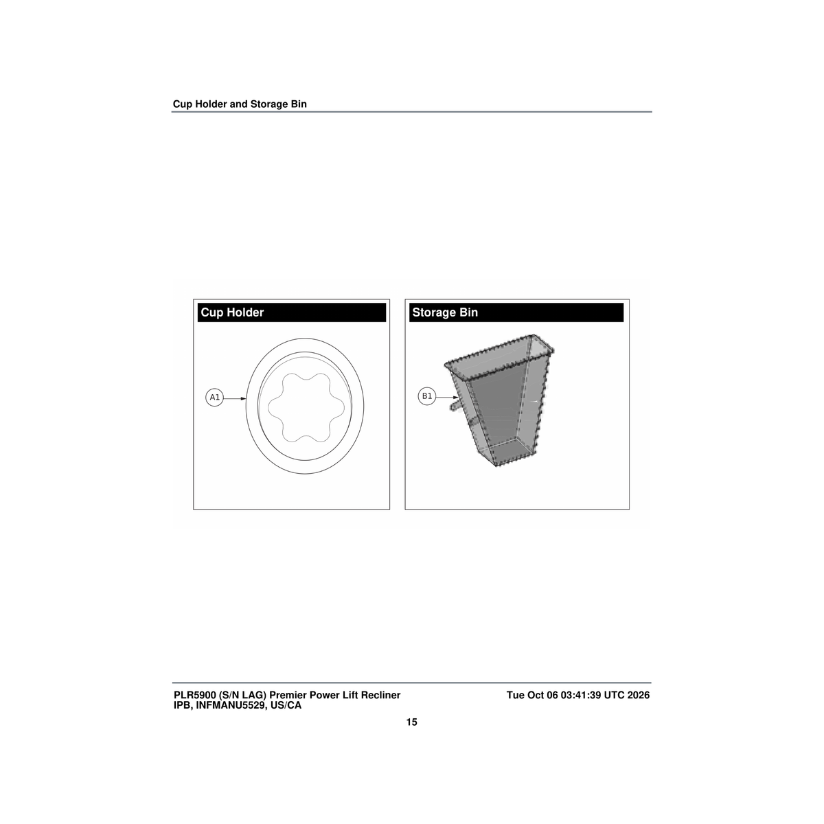 Pride Mobility MEC2405100 storage bin parts diagram