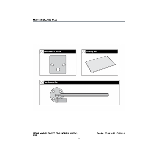 Pride Mobility MEC2405102 tray/accessory socket parts diagram