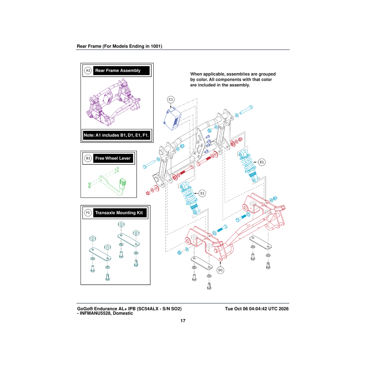Pride Mobility MEC2405647 transaxle hardware mounting kit parts diagram