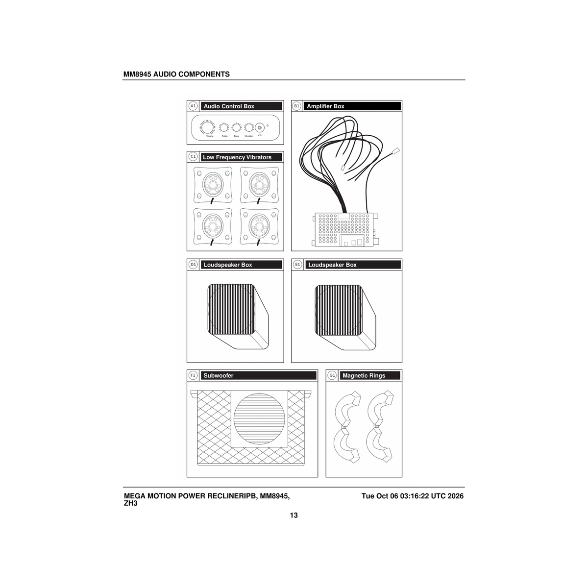 Pride Mobility MEC2501599 loudspeaker box parts diagram