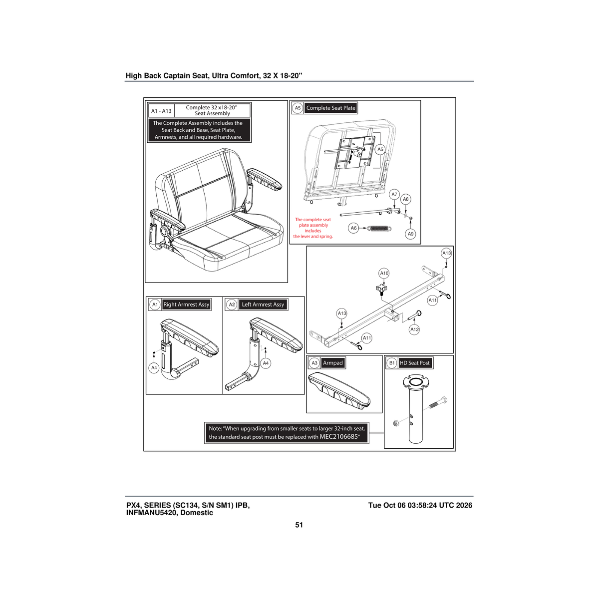 Pride Mobility MEC2501976 seat plate assembly extended width with mounting hardware parts diagram