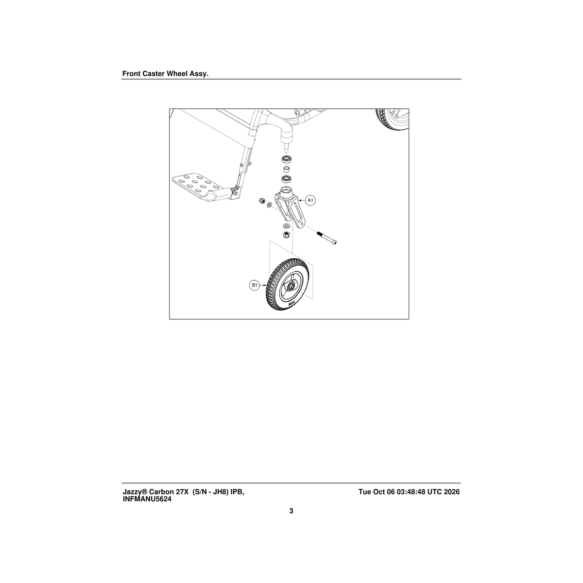 Pride Mobility MEC2504239 front fork assembly (hp202-zp09) parts diagram