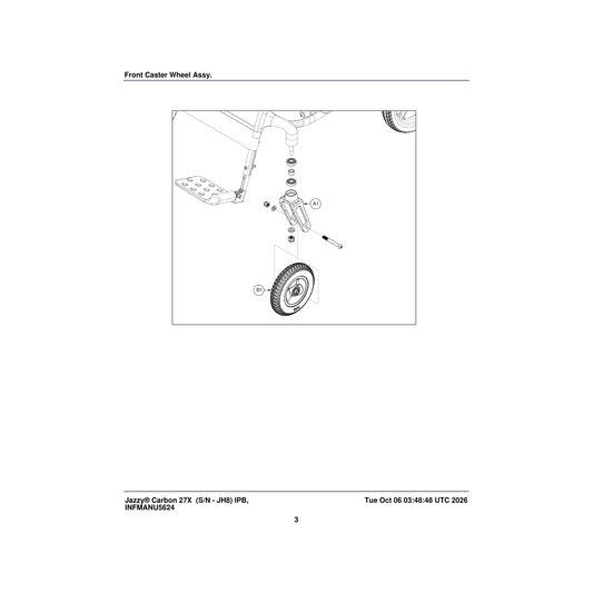 Pride Mobility MEC2504239 front fork assembly (hp202-zp09) parts diagram