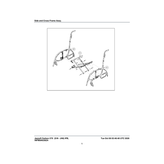 Pride Mobility MEC2504242 crossbar assembly (hp202-zp11) parts diagram