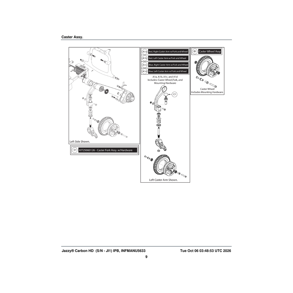 Pride Mobility MEC2506125 caster top cap (innuovo: d0600065) parts diagram
