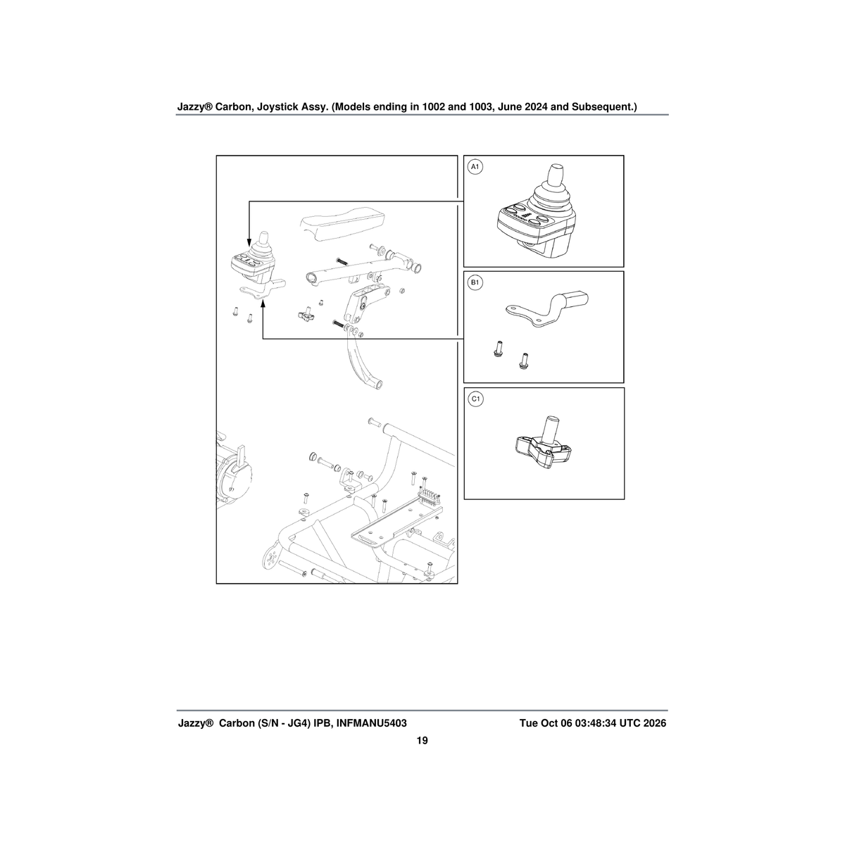 Pride Mobility MEC2506200 joystick mounting bracket knob (innuovo: a0700115) parts diagram