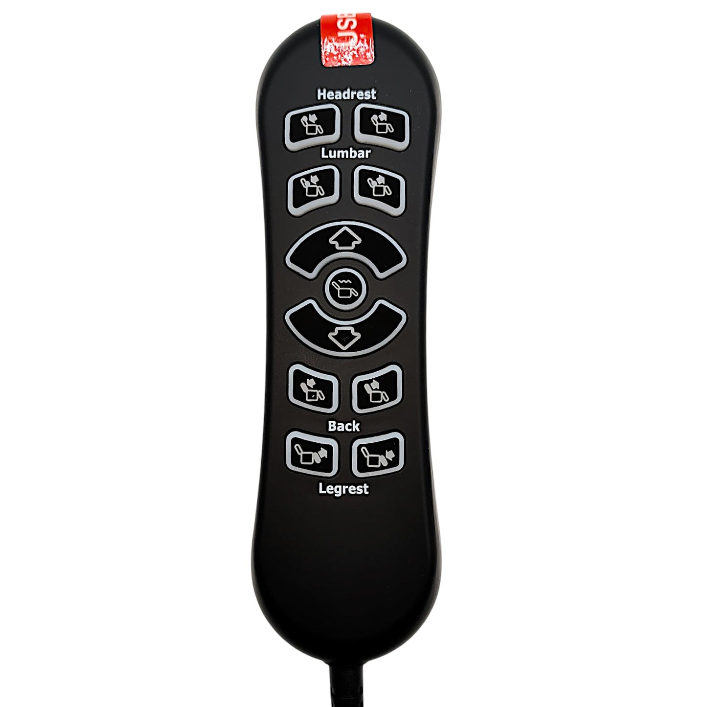 CTL2302981 / HSW311AM-B-KBA-R remote hand control with, Headrest, Lumber, Up, Down, Massage, Back, and Legrest functions.