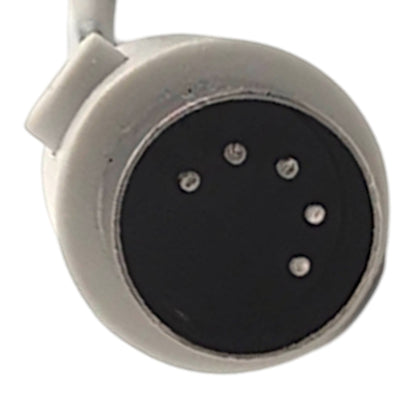 front view of 5-pin connector. All five pins are visible