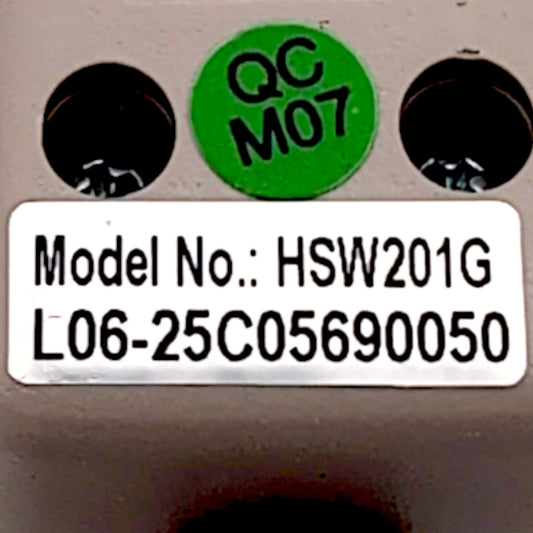 product label with, Model Number: HSW201G