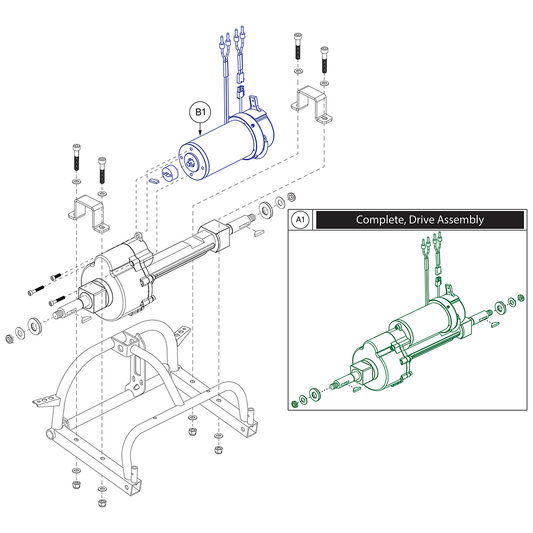 Pride Mobility (MOT156901), Linix main transaxle, motor and brake assembly, 6 km/h, for Go-Go Elite Traveller and Go-Go Ultra X scooters.