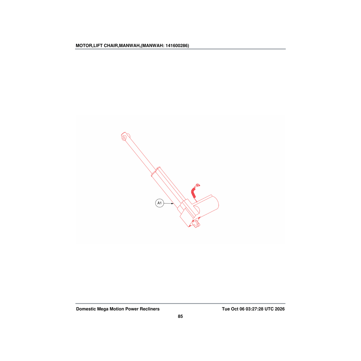 Pride Mobility MOT1709265 motor lift chair manwah parts diagram
