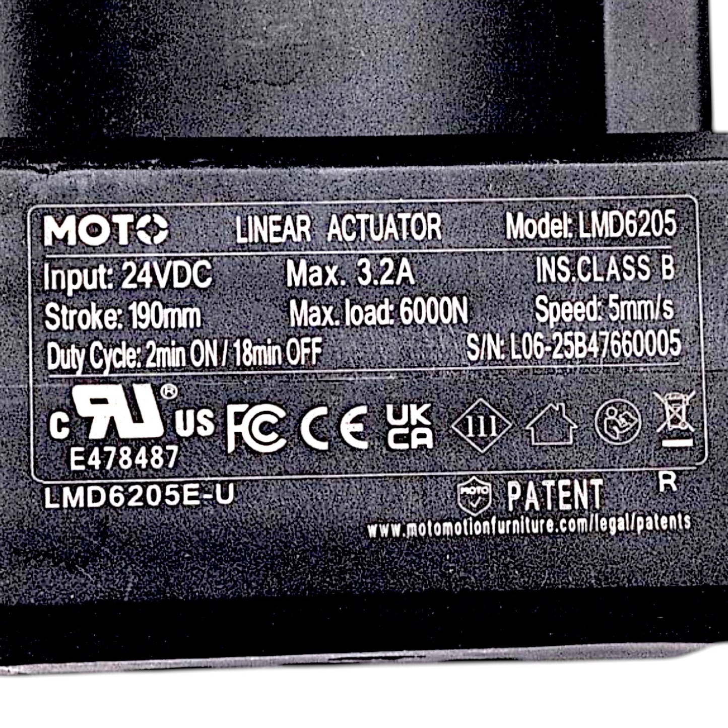 Pride Mobility - Seat Lift Recliner Chair - Motor Lift Actuator - LMD6205E-U - MOT1804019