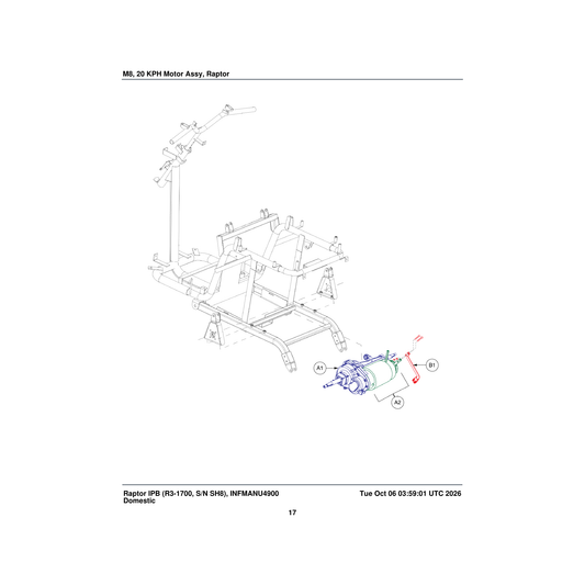 Pride Mobility MOT1909674 long shaft motor assembly tapered shaft 20 kph mts m8 parts diagram