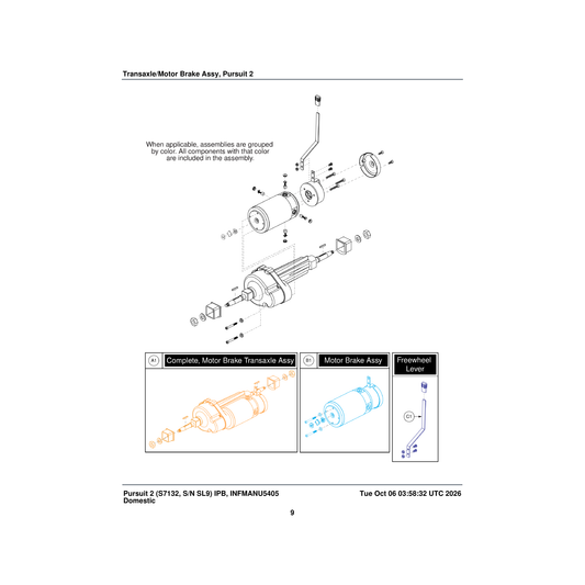 Pride Mobility MOT2005163 280rpm motor assembly 8nm brake tapered shaft with harness parts diagram