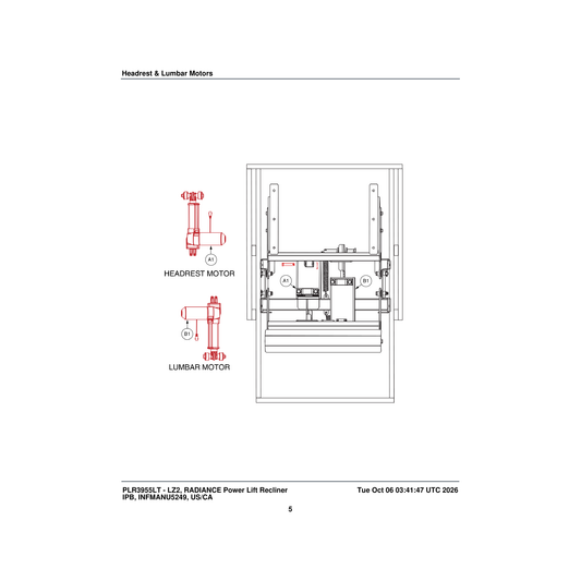 Pride Mobility MOT2007406 motor headrest motor lift with hardware parts diagram