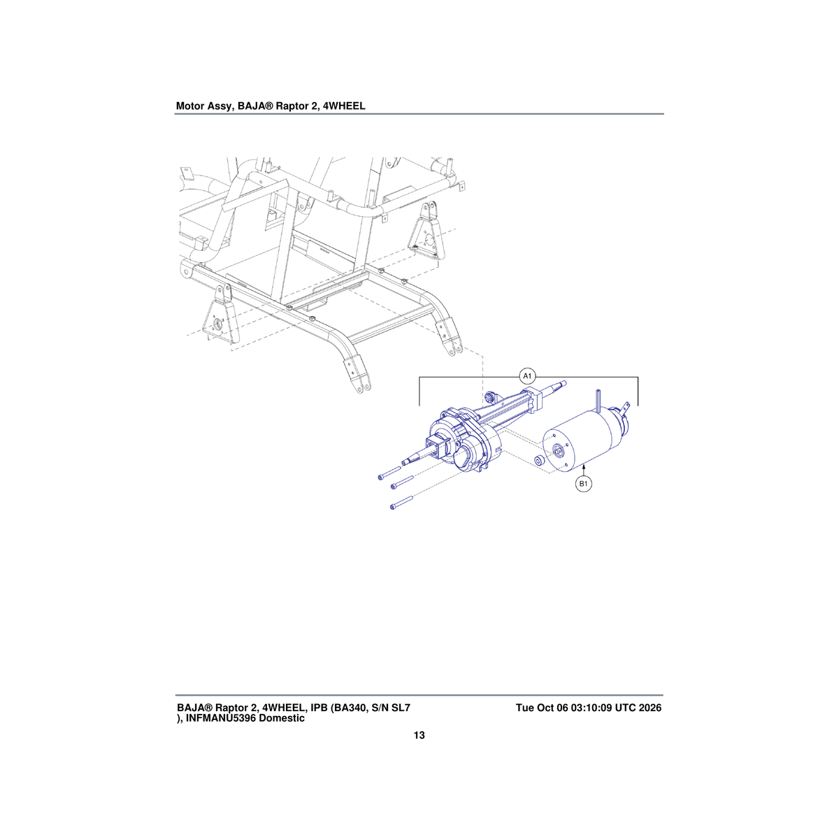 Pride Mobility MOT2008202 20kph motor assembly m8 package parts diagram