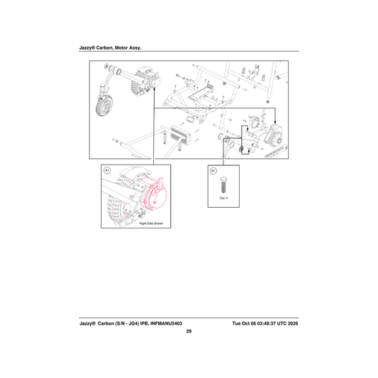 Pride Mobility MOT2200062 motors l and r jazzy carbon (innuovo:5515-pa-006l/r) parts diagram