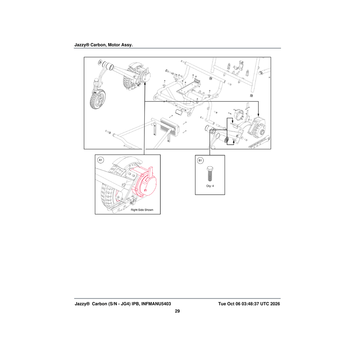 Pride Mobility MOT2200063 motor mounting kit jazzy carbon (innuovo:5515-pa-007) parts diagram