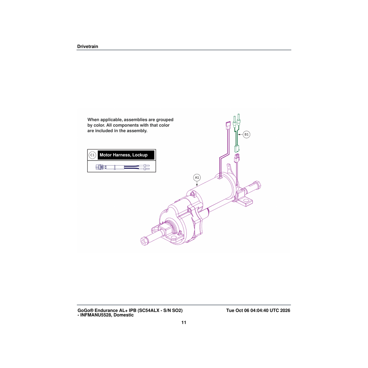 Pride Mobility MOT2305422 motor drive assembly linix t1 300w yongxu brake parts diagram