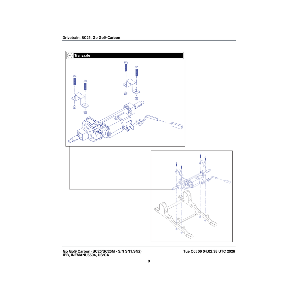 Pride Mobility MOT2402055 (innuovo: 3901-pa-019) transaxle assembly parts diagram