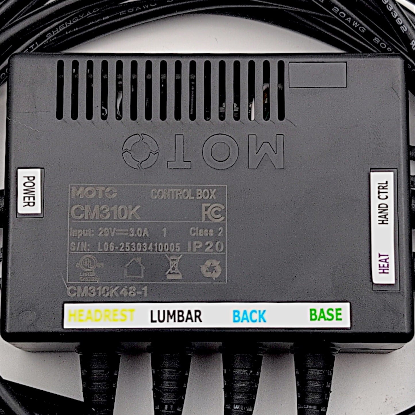 top view of control box zoomed in