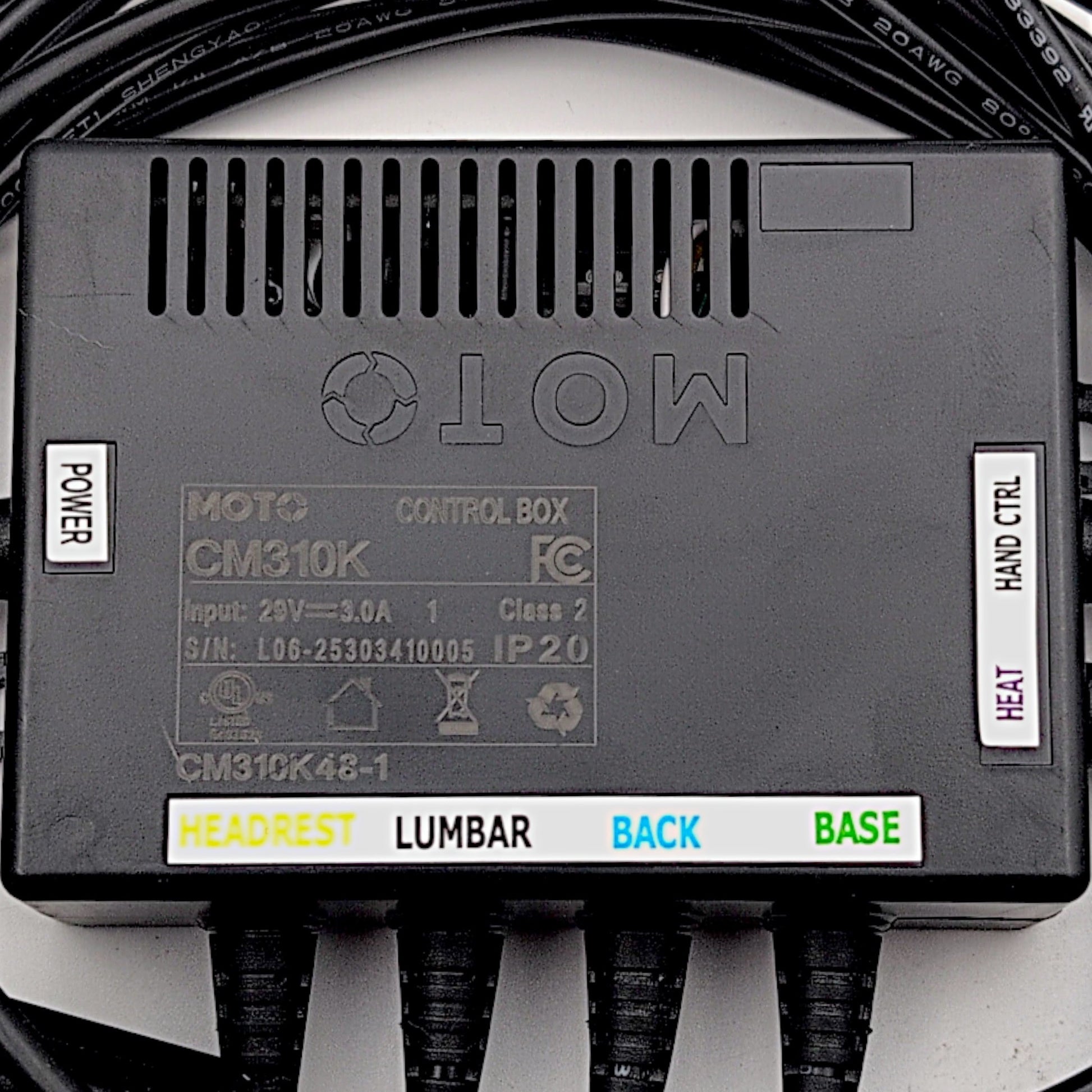 top view of control box zoomed in