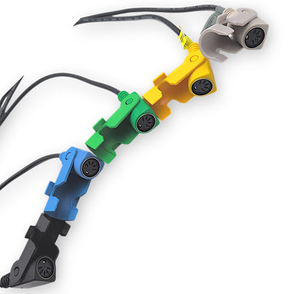 all five of the 5-pin female connector ports with clamps. (Black, blue, green, yellow, gray)