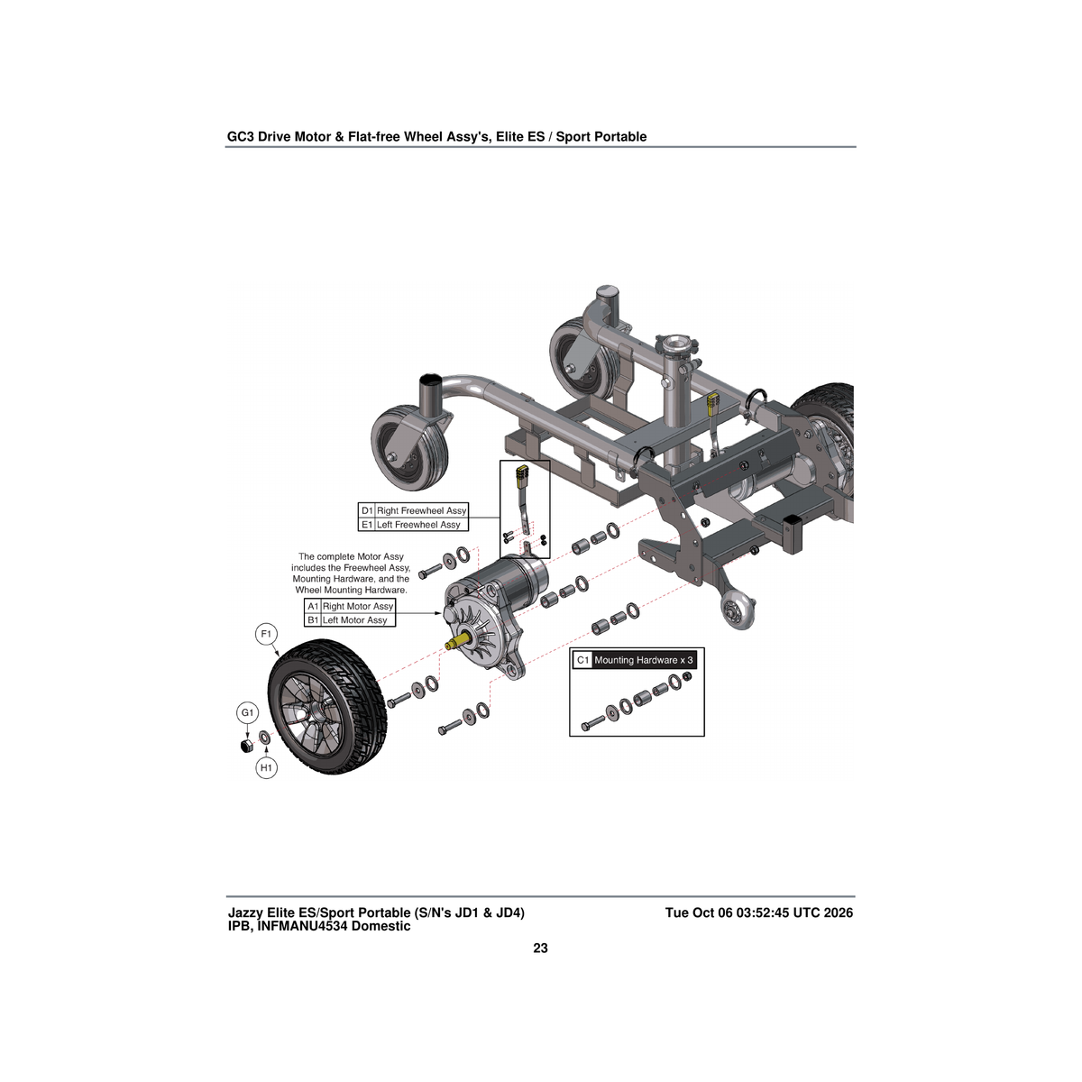 Pride Mobility NUTJAM1012 nut jam zinc 1/2-20 parts diagram