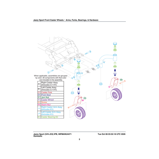 Pride Mobility NUTJAM1027 nut hex jam m16x1.5 parts diagram