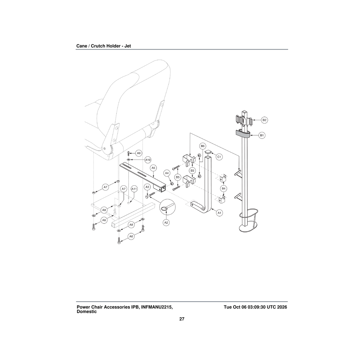 Pride Mobility NUTNYLK1014 nut lock .250-20 asme b18.16.6 gr ne2 pvtp parts diagram