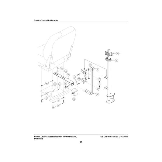 Pride Mobility NUTNYLK1014 nut lock .250-20 asme b18.16.6 gr ne2 pvtp parts diagram