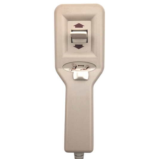 front closeup of remote hand control with two switches