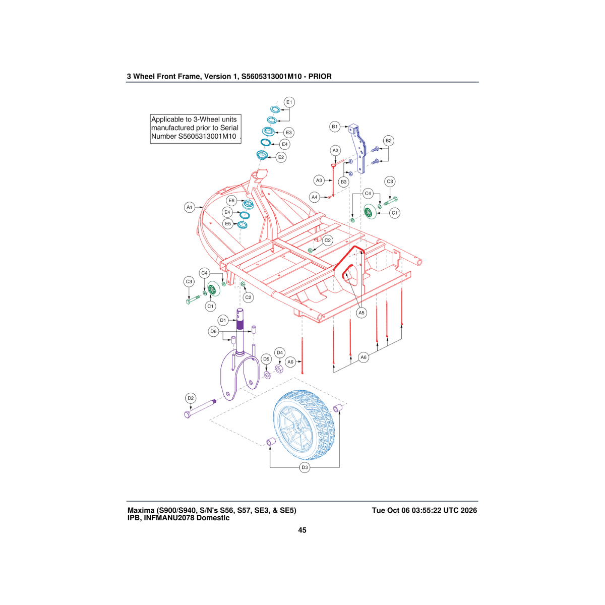 Pride Mobility PINCOTD1009 pin cotterless detent with ring 1/4 inch x 3/4 inch long parts diagram