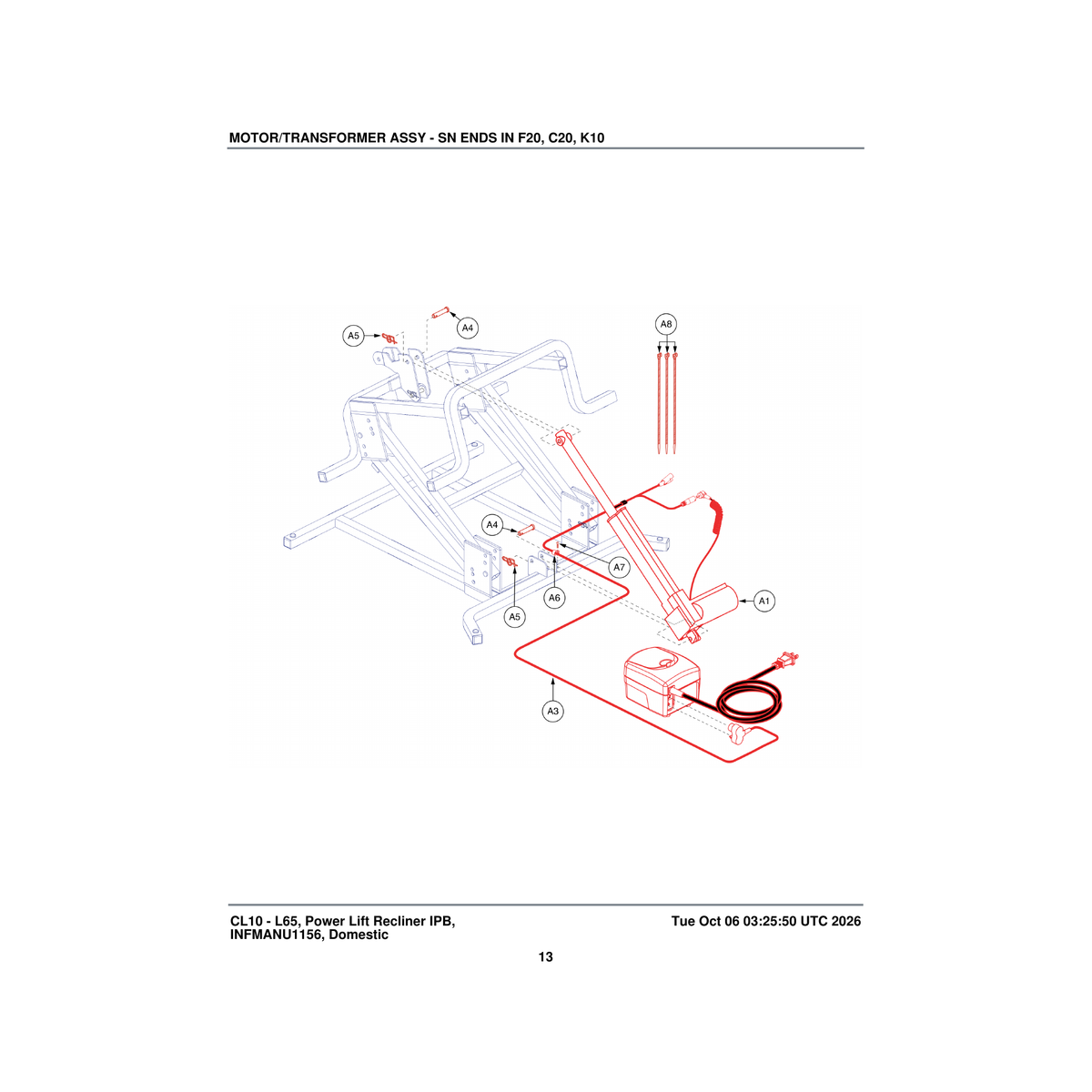 Pride Mobility PINSOTR1018 pin cotter 0.37 inch shaft x 1.25 inch overall length x parts diagram