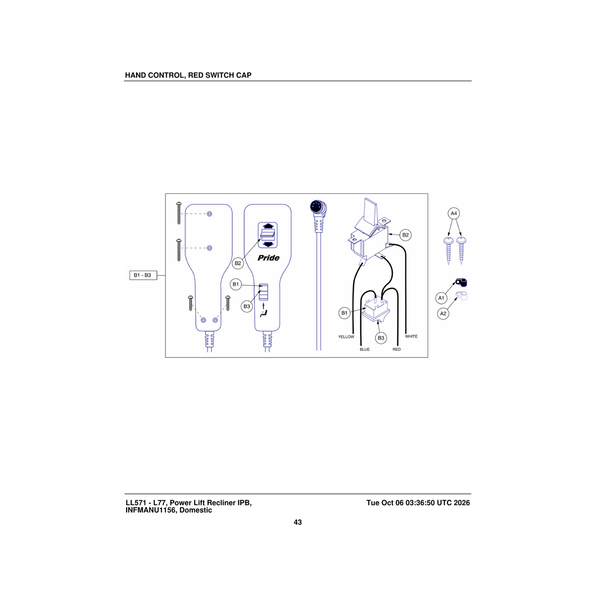 Pride Mobility PLSINDV1041 hand control switch cap red parts diagram