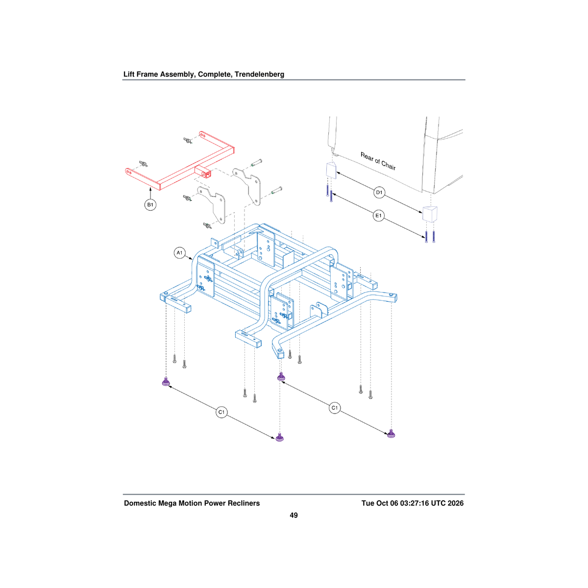 Pride Mobility PLSINDV1186 tri leg plastic 1.75 inch parts diagram