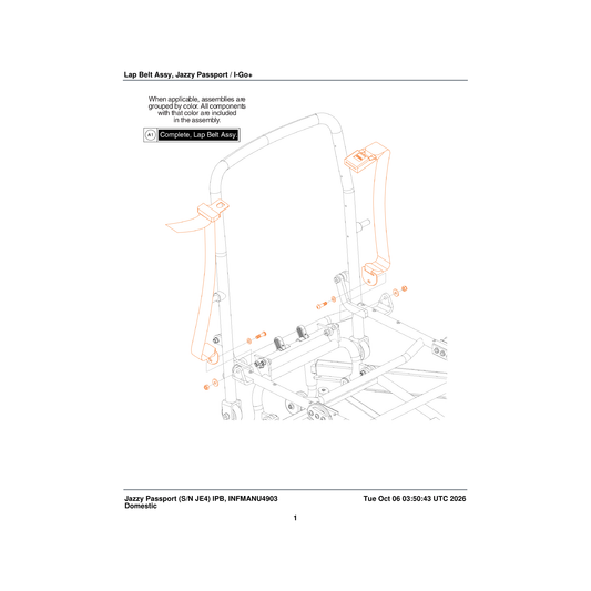 Pride Mobility POS1708621 passport lap belt assembly parts diagram