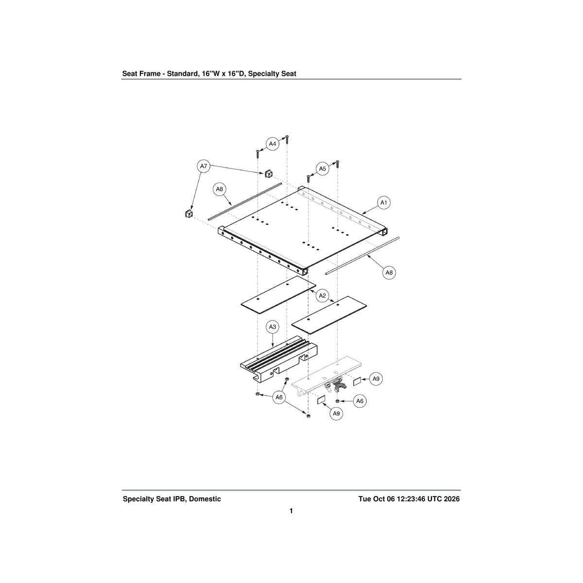 Pride Mobility PROECAP1012 cap end black plastic 1 inch sq 11ga parts diagram