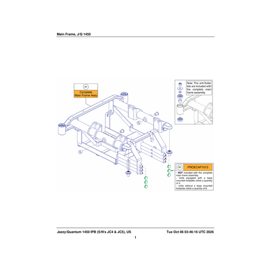 Pride Mobility PROECAP1013 plug 1.0 dia x .44 lg plastic parts diagram