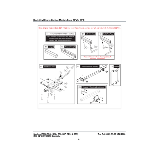 Pride Mobility PROHDLC1003 handle cover seat lock parts diagram