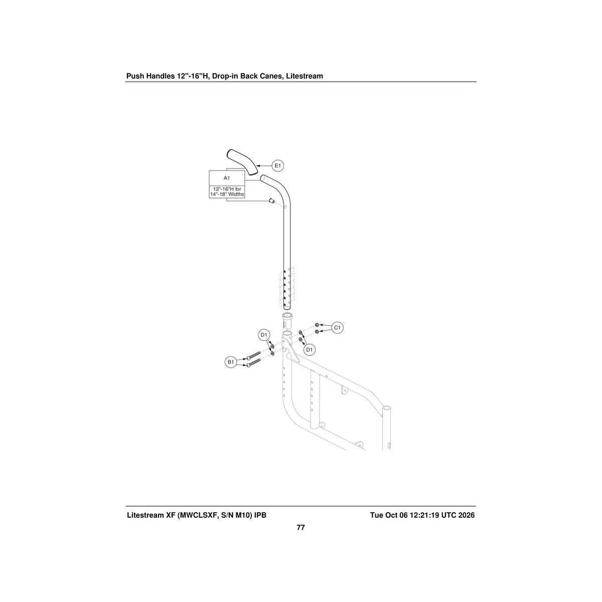 Pride Mobility PROHDLC1083 hand grip 0.840 inch od x 5.0 inch l x 0.187 inch th parts diagram