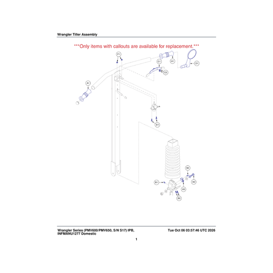 Pride Mobility PROHDLC1098 handgrip black foam parts diagram